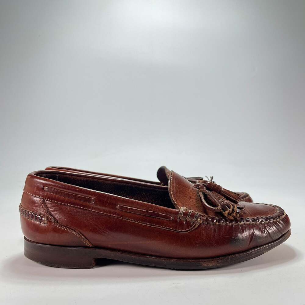 Cole Haan Country Brown Leather Tassel Moc Toe Slip On Loafers Men's Size 9.5M